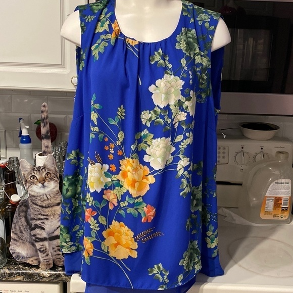 U women’s Rose & Olive floral lined sleeveless plus size top 2X. EUC - Picture 1 of 5